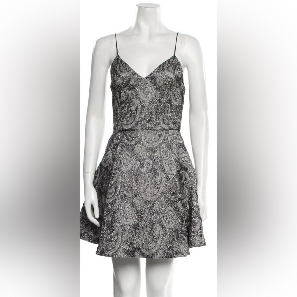 Alice + Olivia Black and Gray Paisley Midi Dress